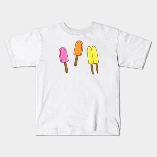 Summertime Pink, Orange and Yellow Popsicle Cartoon Trio Pattern, made by EndlessEmporium Kids T-Shirt